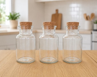 Apothecary/Spell glass jar with cork lid 250ml, Empty, Pack of 3+