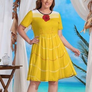 Beautiful Bookish Beauty Women&#39;s Round Neck Plus Size Dress with Pockets