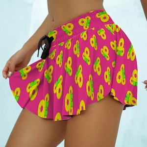 Kawaii Pineapple Mouse Skort (Athletic Running Skirt with Shorts)