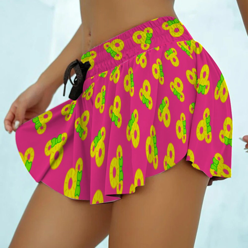 Kawaii Pineapple Mouse Skort (Athletic Running Skirt with Shorts)