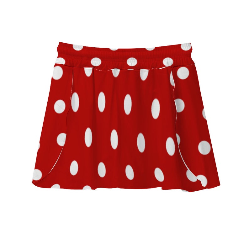 Minnie Polka Dot Skort Mini Skirt With Shorts Elastic Waist Skirt Anti ...