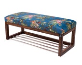 Emra Wood Seat Bench Wood Walnut Lpg-4 Paradise 05 New Ovp Shoe Cabinet Shoe Shelf Vintage Handmade Shoe Bank