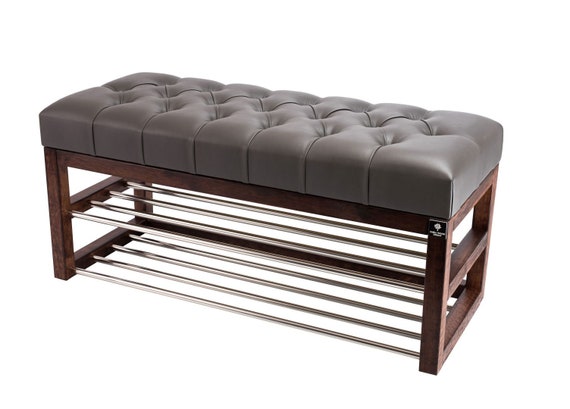 Emra Wood Bench Bench Wood Natural Lpp 5 Faux Leather 60 65 80 Etsy