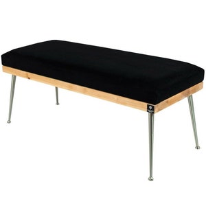 Panca M-DEKO LGS-108 Sgabello Loft Imbottito Panca imbottita personalizzata fatta a mano Panca per letto Gambe in metallo Pannello del sedile Seduta in legno Tappezzeria in velluto