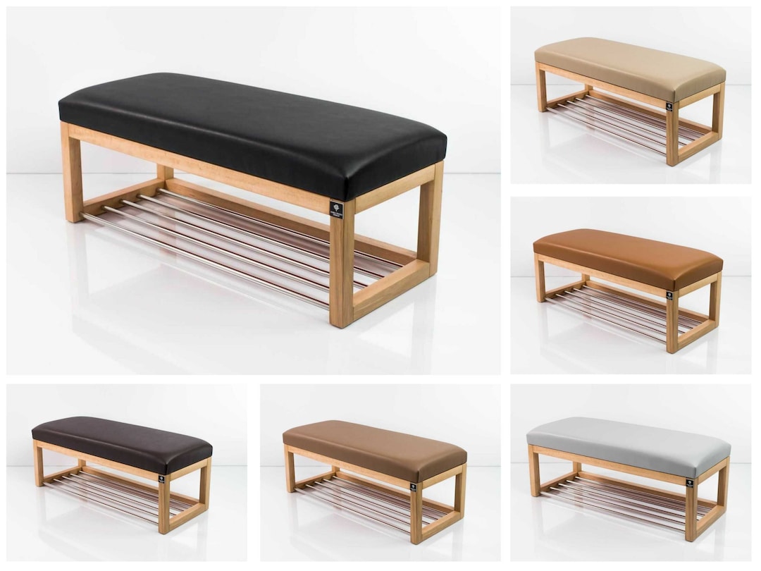 Panca Imbottita M-Deko LPG-2 – Legno Di Ontano Massello, Velluto Beige, Larghezza 60 Cm, Artigianale E Su Misura