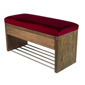 M-DEKO LGS-3 bank gestoffeerde bank met schoenenrek en lade, frame van natuurlijk hout, zittingbekleding van velours of kunstleer, op maat gemaakt