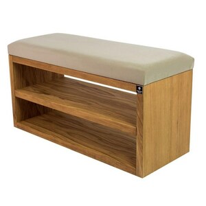 M-DEKO LGS-5 bank gestoffeerde bank met planken, frame van natuurlijk hout, zittingbekleding van velours of kunstleer, op maat gemaakt, kleedkamer, hal, hal