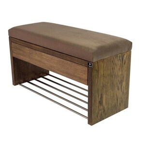M-DEKO LGS-3 bank gestoffeerde bank met schoenenrek en lade, frame van natuurlijk hout, zittingbekleding van velours of kunstleer, op maat gemaakt