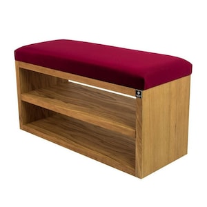 M-DEKO LGS-5 bank gestoffeerde bank met planken, frame van natuurlijk hout, zittingbekleding van velours of kunstleer, op maat gemaakt, kleedkamer, hal, hal