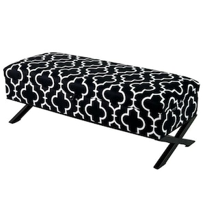 M-DEKO QM-3 Loftzit ladekast borstbank gestoffeerd met opbergruimte en klep op maat hoes van velourspatroon Arabesca01 frame zwart modern