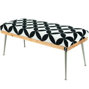 Panca M-DEKO LGS-108 Sgabello Loft Imbottito Panca imbottita personalizzata fatta a mano Panca letto Gambe in metallo Seduta in legno Tappezzeria in velluto fantasia