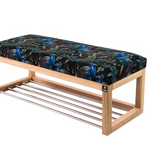 M-DEKO Sitzbank Bank Holz LPG 4 Blumen Muster Bunt Samt rot Lavendel neu 50 550 65 90 115 Handmade Landhaus braun weiss grau Schuhregal