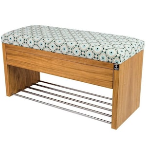 M-DEKO LGS-3 bank gestoffeerde bank met schoenenrek en lade, frame van natuurlijk hout, zittingbekleding van velours of kunstleer, op maat gemaakt
