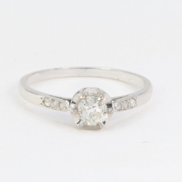 Bague de Fiançailles Ancienne - Solitaire Diamant Taille Ancienne 0,5 ct - Old Mine Cut