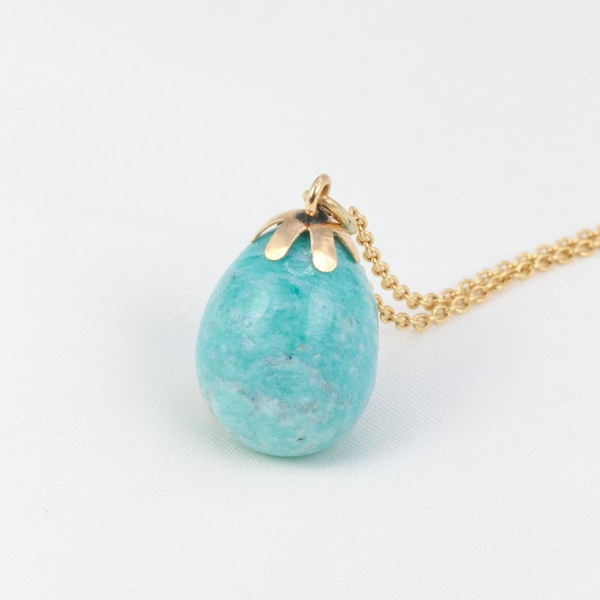 Pendentif vintage en or jaune et amazonite