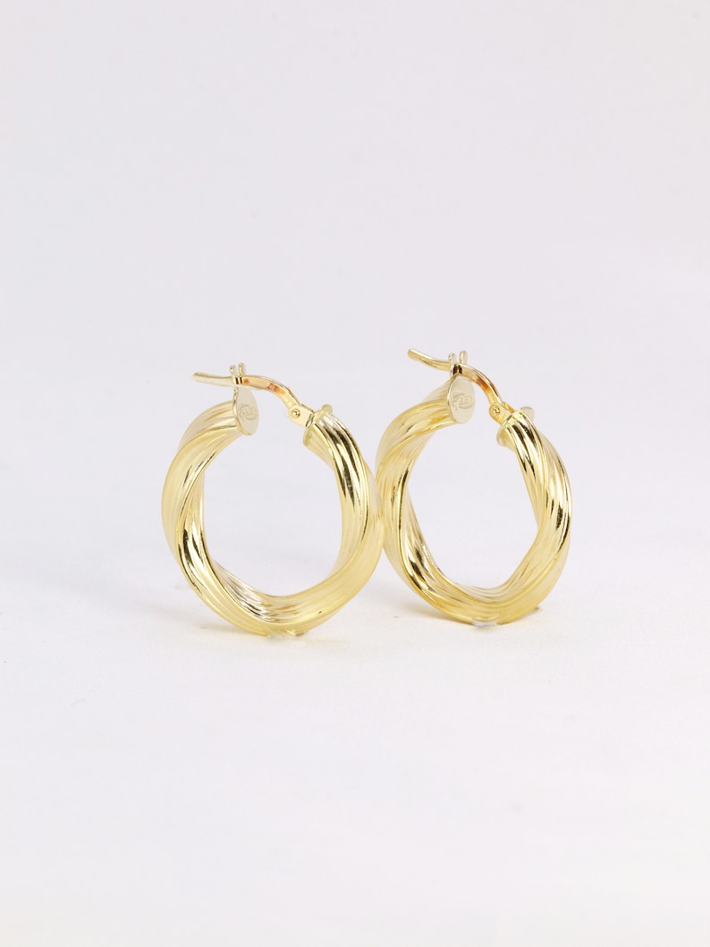Vintage Twisted Gold Hoop Earrings Etsy