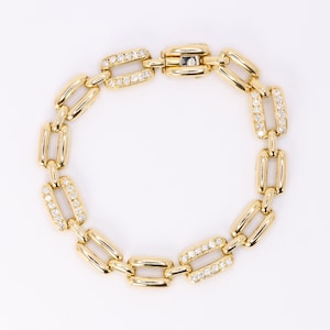 Vintage Rectangle Mesh Bracelet Yellow Gold Diamonds