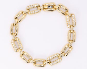 Vintage Rechteck Mesh Armband Gelbgold Diamanten
