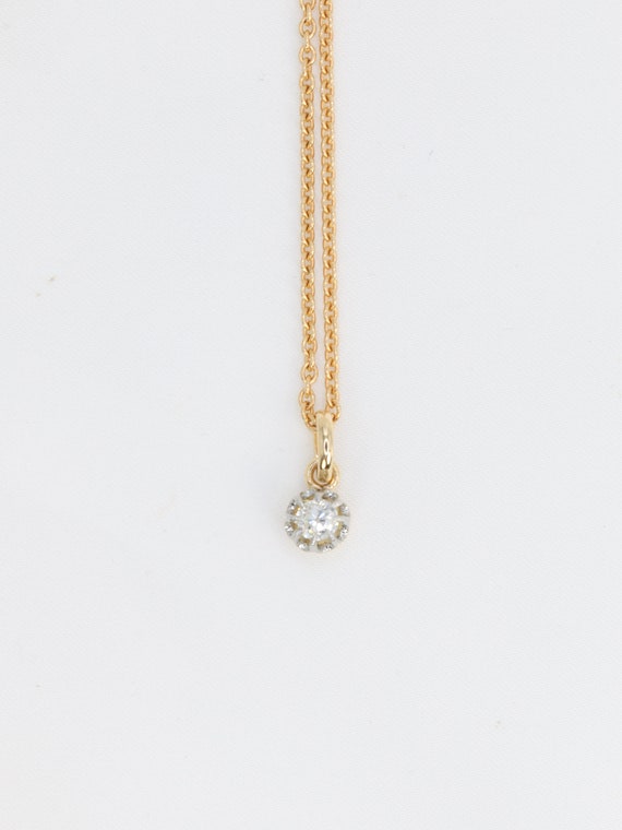 Antique solitaire pendant in gold, silver and 0.2… - image 2