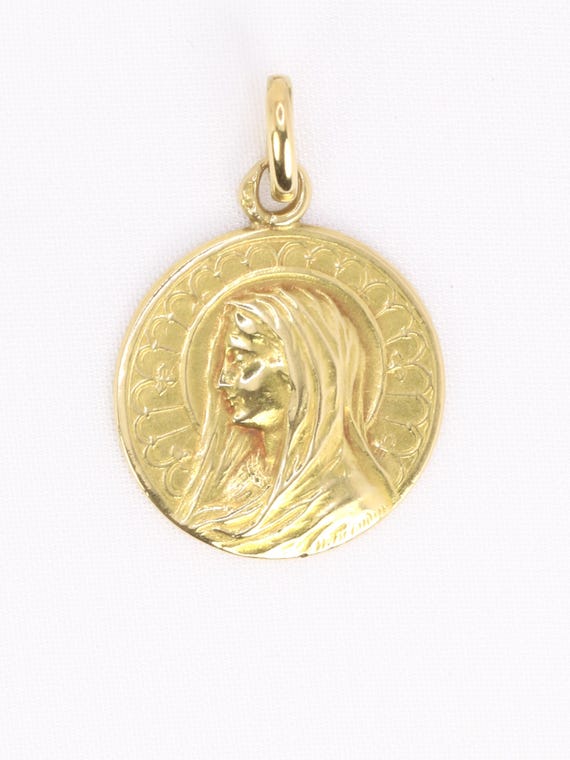 Médaille Ancienne Vierge De Profil or Jaune - image 1