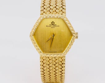 BAUME & MERCIER Vintage yellow gold braided mesh watch