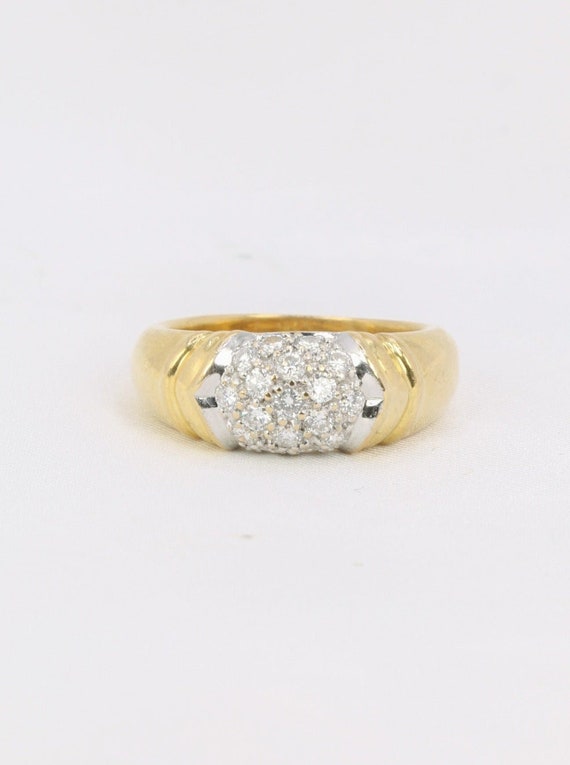 Grande Bague Vintage Argent Massif – Zircon Naturel – Années 70 – Taille 6 1/2 UK