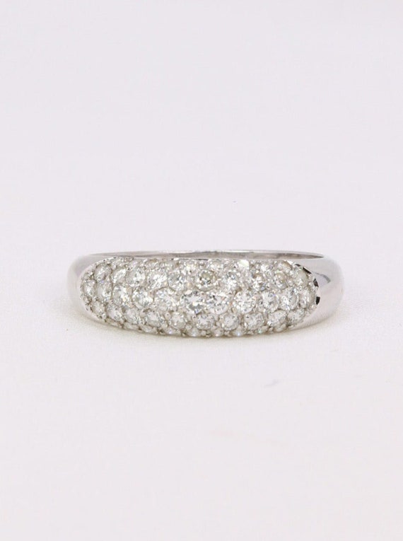 Alliance En Platine 850/1000 Taille 50 - Motifs Géométriques Fins, Vintage Circa 1980, Occasion