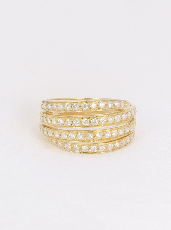 4 body ring in yellow gold and diamonds