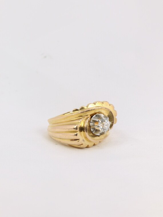 Tank ring in gold, platinum and old cut diamond 0… - image 7