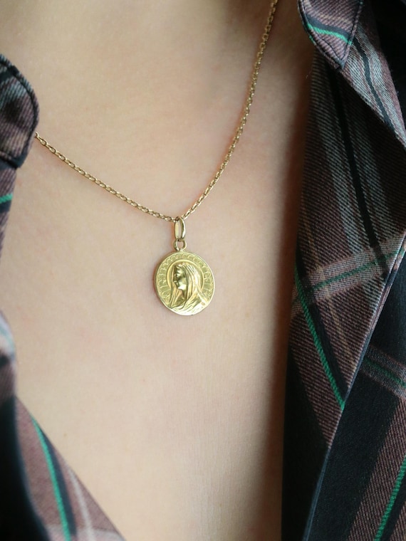 Médaille Ancienne Vierge De Profil or Jaune - image 2