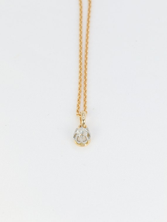 Antique solitaire pendant in gold, silver and 0.2… - image 3