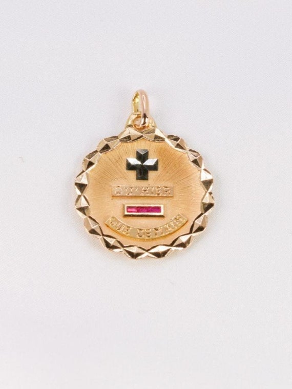 Pendentif Médaille D'amour Augis XXL - Or 18k Avec Rubis Synthétique Et Diamant - Occasion