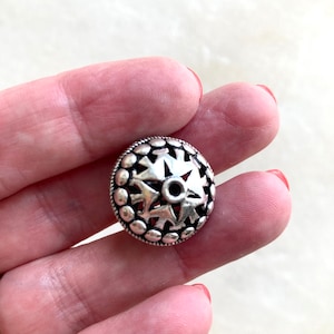 925 Sterling Silver Disc Bead, Large Open Pattern Bali Silver Bead, 20 x 16 mm Silver Saucer Focal Bead
