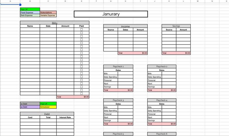 Editable Budget Spreadsheet Template | Google Sheets Budget | Monthly ...