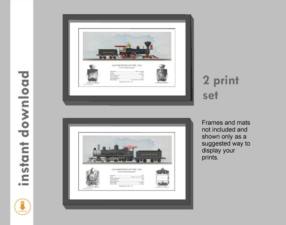 Early Locomotive Prints Set 2 Profile Printable Steam Etsy