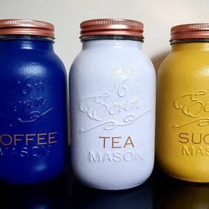 Tea, coffee and sugar storage jar set | 3 Jar set | Tea | Coffee | Sugar | Storage Jars |