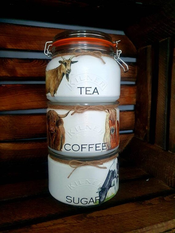 Stackable Tea Coffee and Sugar Storage Jar Set Kilner Tea Etsy UK
