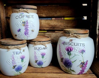 Thistle & Bee Kilner Jar Set: Tea, Coffee, Sugar Storage
