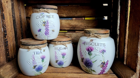 Thistle & Bee Kilner Jar Set: Tea, Coffee, Sugar Storage