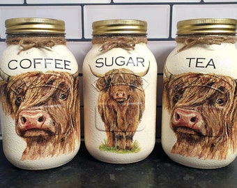 Tea, coffee and sugar storage jar set | 3 Jar set | Tea | Coffee | Sugar | Storage Jars | kitchen set
