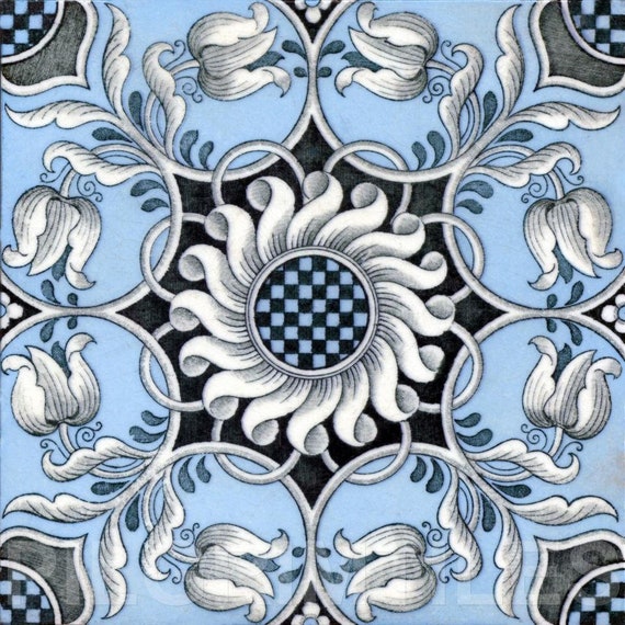 Vintage Ceramic Tile Portuguese Azulejo European Trivet Art Nouveau Azulejo