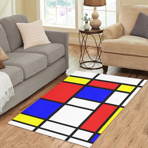 Mondrian Painting Vintage Area Rugs Retro 60s And 70s Designs Etsy