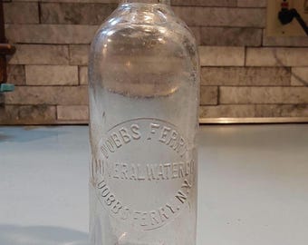 Antique Dobbs Ferry Mineral Water CO Bottle NY / Blob Top Soda Bottle / Embossed 1800s glass