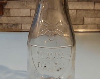 Vintage Wawa Dairy Milk Bottle - Embossed Sun Logo -  One Pint Glass Bottle  - Pennsylvania Dairy