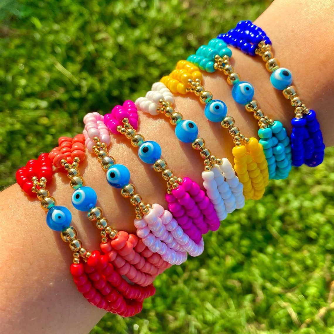 Adjustable Evil Eye / Nazar Bracelet Gold Accents & Thread Etsy