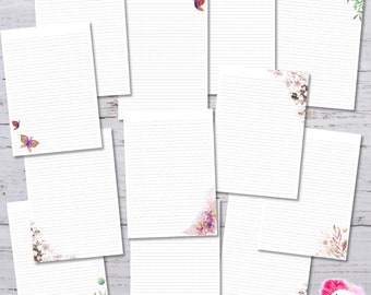 Papier à lettres décoré - 18 modèles - JW - Fichier à télécharger