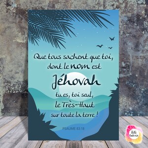 Psalm 83:18 - Your name is Jehovah - A4 chart to download and print - JW