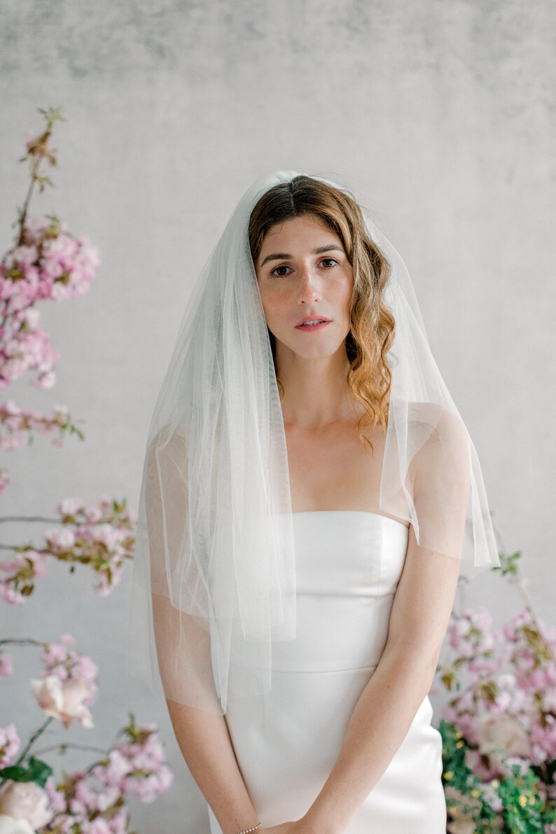 Bianca Double Layer Elbow Length Wedding Veil in Soft Draped Italian Tulle Soft Boho Wedding