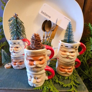 Vintage Winking Santa Mug, Vintage Christmas decor, Vintage Christmas Ornaments, Santa Mug, miniature winking Santa Mugs,