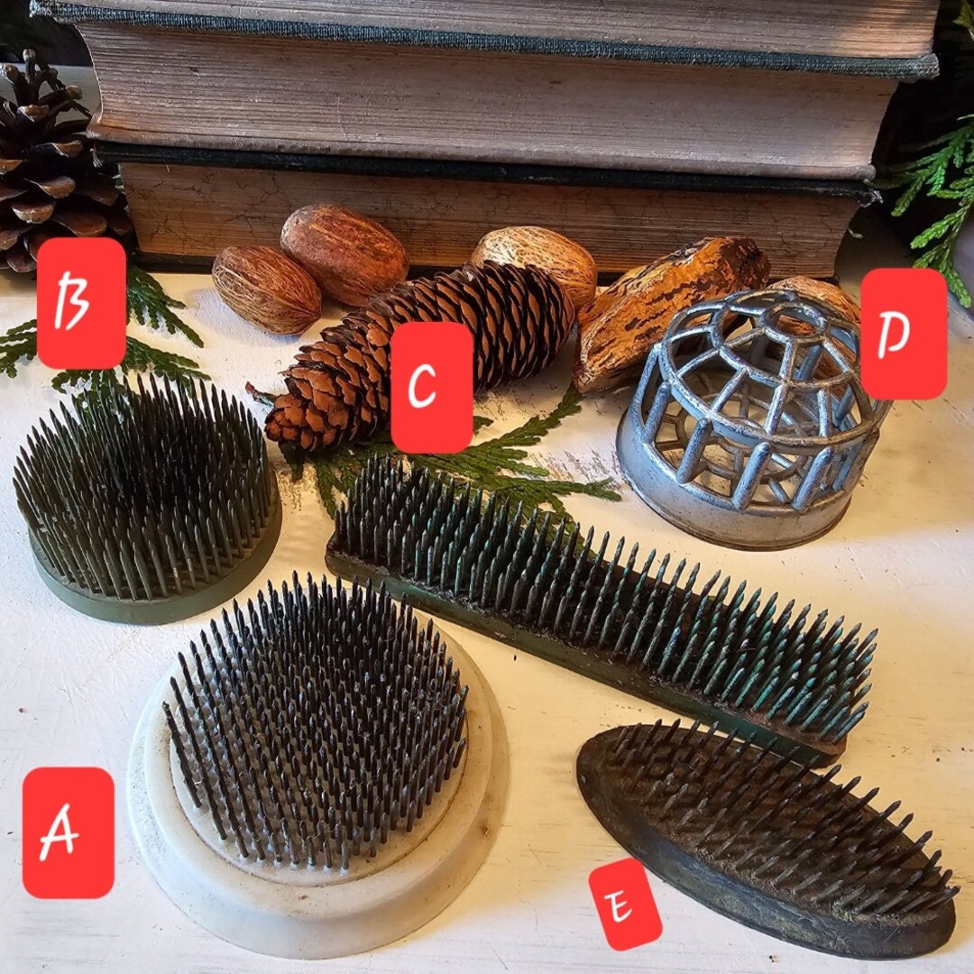 Vintage Flower Frogs, Metal Pin Flower Frogs, Farmhouse Decor, Country